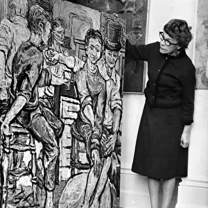 A painting on display by former Beatle Stuart Sutcliffe, Liverpool. 20th November 1963