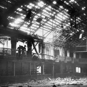 Print of Palace Ice Rink, Liverpool, damaged during 1940 air raid