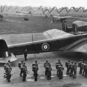 Parachutists before they enter the bomber for practice at a training centre