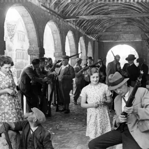 Parashooters in a Midland village. 3rd July 1940 Parashooters in a Midland village. 3rd July 1940