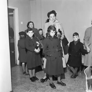 Parents Drop Off Children at South Mead School Print 1954