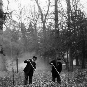 Park Rangers Gathering Leaves Print, Stewart Park 1980