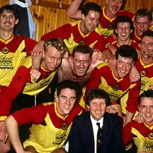 Partick Thistle celebrate victory in dressing room 1989