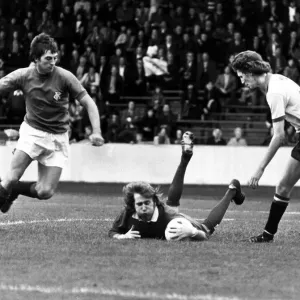 Partick Thistle goalkeeper Alan Rough who defies the Ibrox men this time with a daring Partick Thistle goalkeeper Alan Rough who defies the Ibrox men this time with a daring