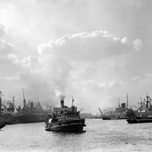 Passenger ferry Catherine on the water at East India docks, London. Circa 1935