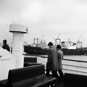 Vintage Print: Passengers on a Mersey Ferry, Liverpool 1967