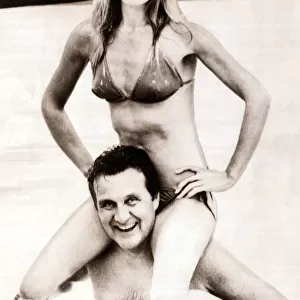Patrick McNee with his daughter Jennifer McNee - November 1982 actor, swimming