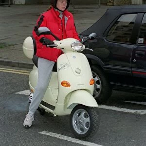 Patsy Palmer Actress May 98 Eastenders actress riding vespa motobike