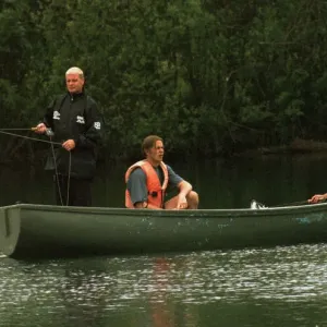 Paul Gascoigne and England Teammates Enjoy Fishing Print Paul Gascoigne and England Teammates Enjoy Fishing Print