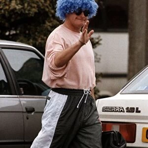 Paul Gascoigne in funny mode arrives for a training session DBase