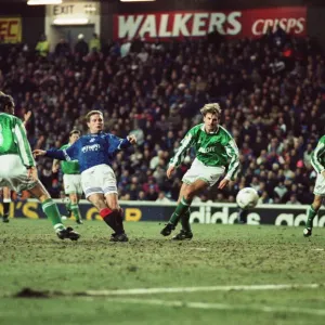 Paul Gascoigne scoring Rangers fourth goal against Hibernian as they go on to win Paul Gascoigne scoring Rangers fourth goal against Hibernian as they go on to win