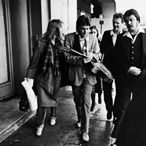 Paul and Linda McCartney signing autographs in Liverpool ahead of their their band Wings