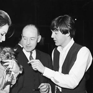 Paul McCartney with father Jim McCartney and actress Magda Konopka