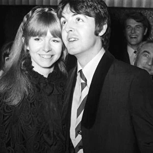 Paul McCartney with fiancee, actress Jane Asher at the premiere of "
