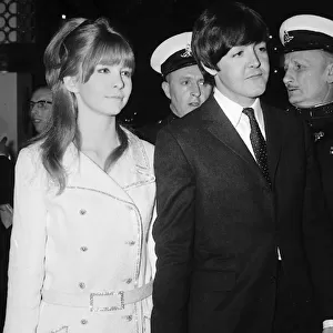 Paul McCartney with girlfriend Jane Asher arriving at Plaza cinema Haymarket for
