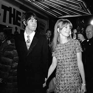 Paul McCartney and girlfriend Jane Asher arriving at the film premiere of "