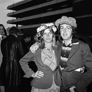 Paul McCartney seen here with his wife Linda at Heathrow Airport. April 1975 75-1772-002