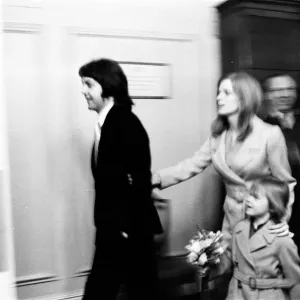 Paul McCartney weds Linda Eastman at Marylebone Registry Office, London Print 1969 Paul McCartney weds Linda Eastman at Marylebone Registry Office, London Print 1969