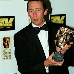 Paul Whitehouse Comedian May 98 Holding his Bafta award he received for The Fast