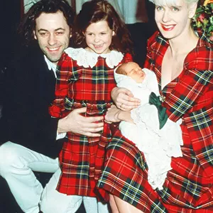 Paula Yates, holds new baby Peaches Geldof. Picture includes older daughter Fifi