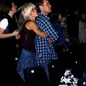 Paula Yates TV presenter Big Breakfast at a Take That concert with toy boy Mark Cook make