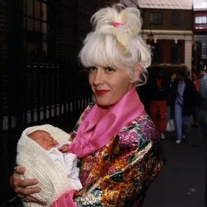 Paula Yates, wife of Bob Geldof, leaves hospital today with her new born baby daughter