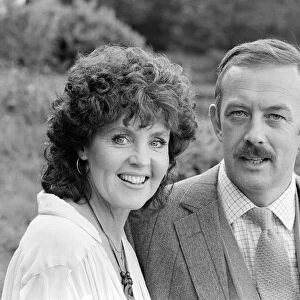 Pauline Collins and Roy Marsden on the set of "The Black Tower"in Norfolk