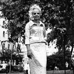 Pauls Hall wearing the full-evening skirted dress and jacket. September 1967 P006366