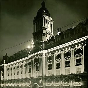 The Pearl Assurance headquarters building in High Holborn decorated illuminated