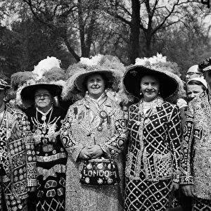 Pearly Queens attend the Easter parade in Rotten Row in Hyde Park, London