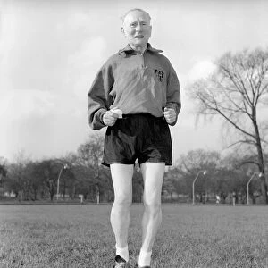 Pensioner: 80 year old athlete Joe Deakin seen here training on the track. 1963 A763-004