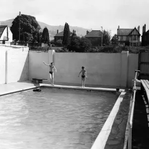 Print of Taffs Well Pool in 1959 Print of Taffs Well Pool in 1959