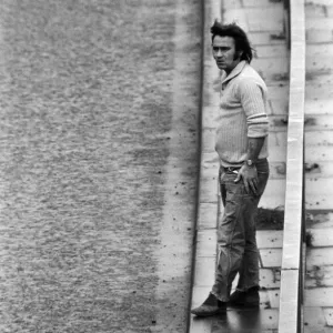 People crossing the motorway dangerously, in the north of England. 8th November 1974 People crossing the motorway dangerously, in the north of England. 8th November 1974