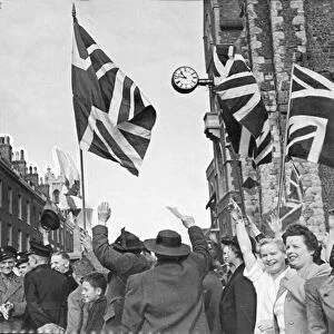 People of Dover flying the union jack flag. Picture taken 1st October 1944