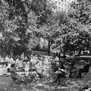 Afternoon Tea in Victoria Gardens Print, London 1946 Afternoon Tea in Victoria Gardens Print, London 1946