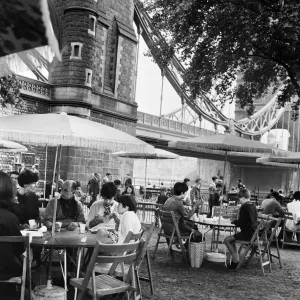 People enjoying life on the embankment in London. 2nd August 1968 People enjoying life on the embankment in London. 2nd August 1968