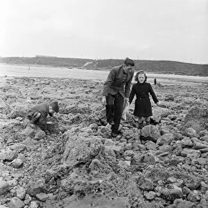 People picking whelks in Sunderland, Tyne and Wear. 28th April 1954
