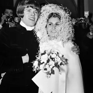 Peter Noone, lead singer of the British pop group Hermans Hermits with his bride Mirielle