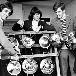 Peter Swan, second right, with member of Gosforth High Schools scrap iron orchestra