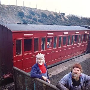 Peter Wakeman and Mel Deighton who restored the Victorian railway carriage at Tanfield