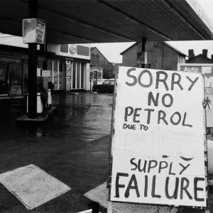 No petrol signs at garage during the strike at Kingsbury Oil Depot, near Birmingham No petrol signs at garage during the strike at Kingsbury Oil Depot, near Birmingham