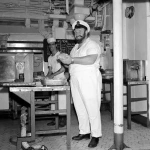 Petty Officer Alexander reid, a cook on board HMS Ark Royal seen in the galley as Petty Officer Alexander reid, a cook on board HMS Ark Royal seen in the galley as