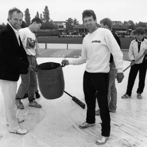 Phil Carrick and Paul Parker Clearing the Pitch, 8th July 1989 Print