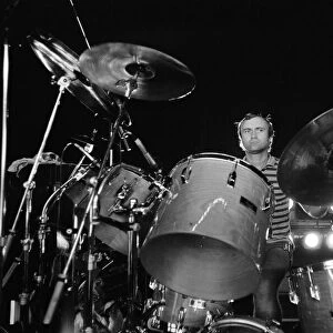 Phil Collins of Genesis ahead of a concert in Saratoga Springs, New York State