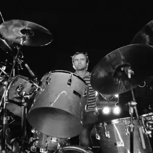 Phil Collins of Genesis ahead of a concert in Saratoga Springs, New York State