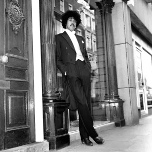 Phil Lynott of Thin Lizzy modelling clothes from Saville Row, London Phil Lynott of Thin Lizzy modelling clothes from Saville Row, London