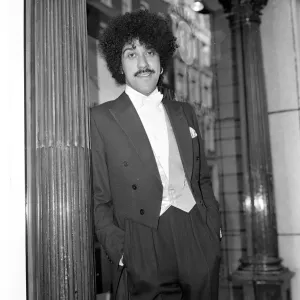 Phil Lynott of Thin Lizzy modelling clothes from Saville Row, London Phil Lynott of Thin Lizzy modelling clothes from Saville Row, London