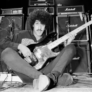 Phil Lynott of Thin Lizzy during a recording session for the groups new album Phil Lynott of Thin Lizzy during a recording session for the groups new album