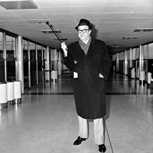 Phil Silvers Dec 1973 American actor and comedian arriving at Heathrow