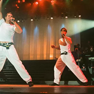 Photo shows Howard Donald and Mark Owen. Take That perform their